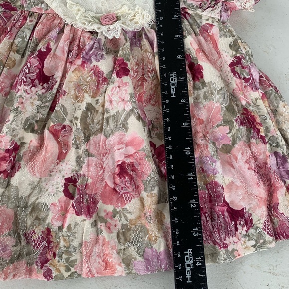 Vintage Floral baby dress 6/9M, Cute Cottagecore two pieces baby dress. - Picture 6 of 12